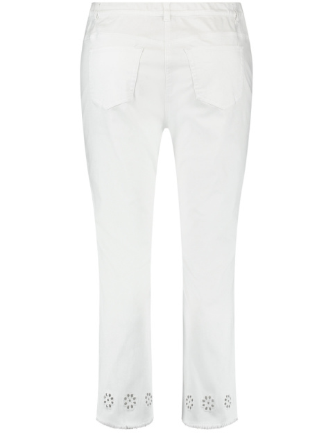 Spodnie Jeansy Białe z Ażurowym Haftem SAMOON Spodnie Jeansy Białe z Ażurowym Haftem SAMOON