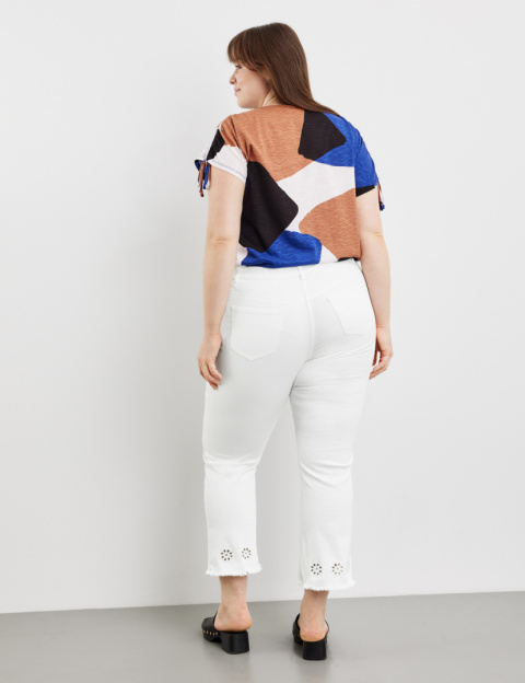 Spodnie Jeansy Białe z Ażurowym Haftem SAMOON Spodnie Jeansy Białe z Ażurowym Haftem SAMOON