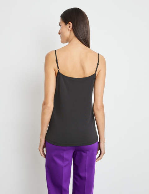 Czarny Lejący Top z Koronkowym Obszyciem Gerry Weber