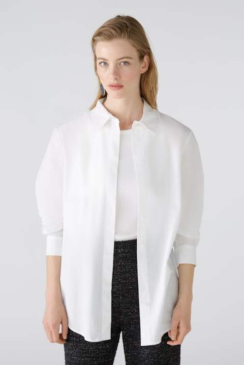 Biała Bluzka Koszulowa Klasyczna OUI