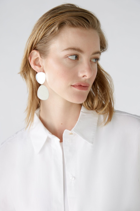 Biała Bluzka Koszulowa Klasyczna OUI