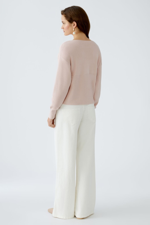 Sweter z Wiązaniem Pudrowy Róż OUI