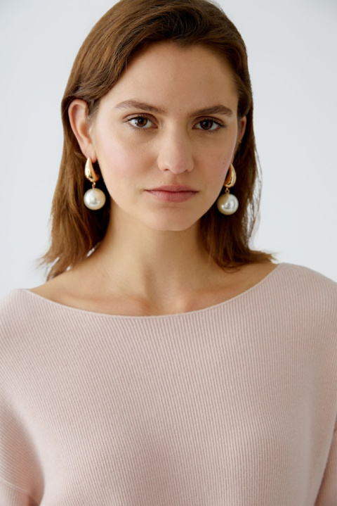 Sweter z Wiązaniem Pudrowy Róż OUI